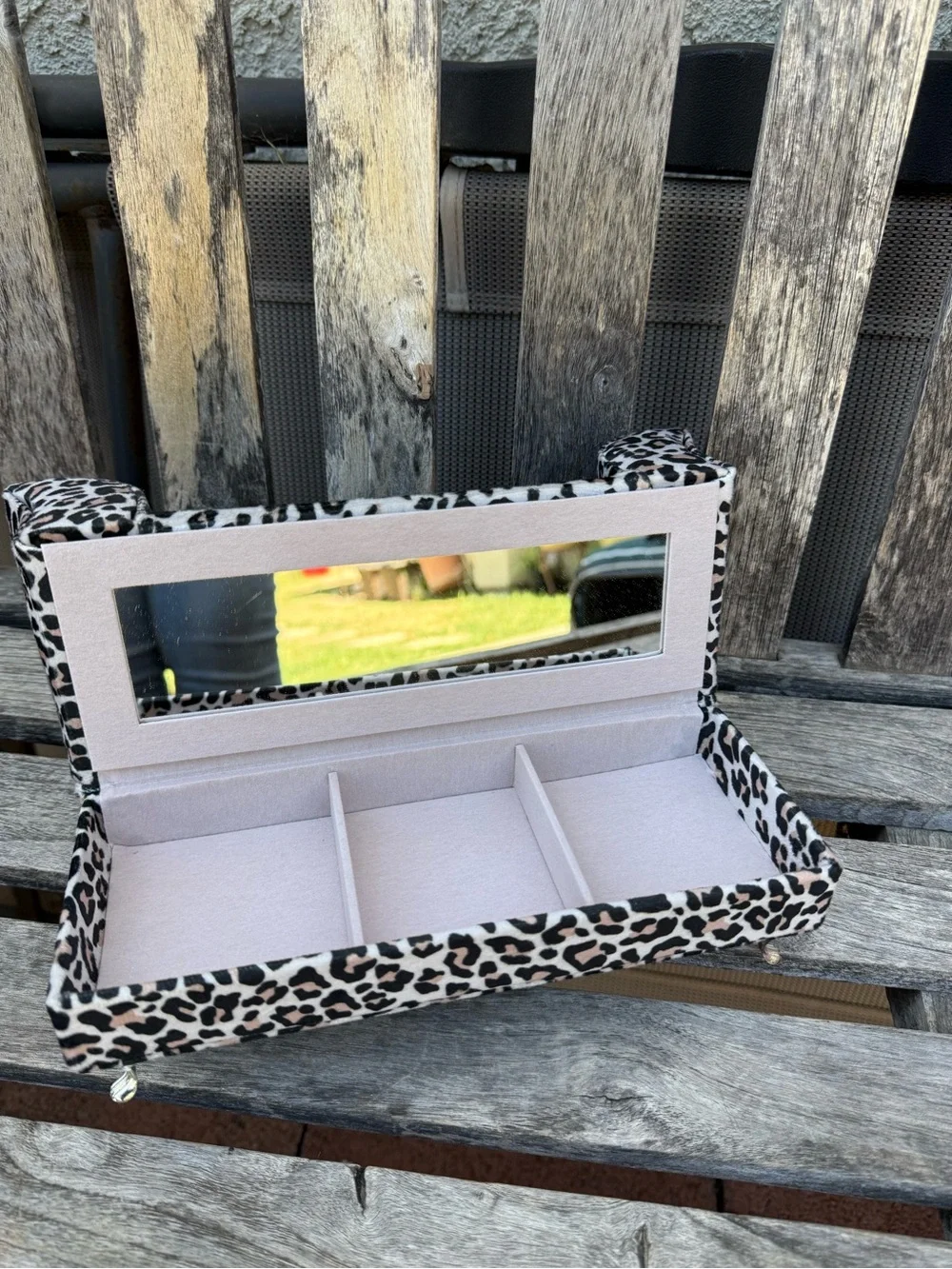 Leopard Print Accent Mini Sofa - Cream and Black couch doll furniture jewelry